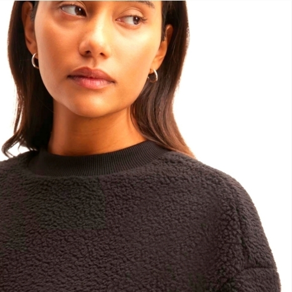 Everlane the renew fleece oversized crew sweatshirt black medium NWT - Picture 3 of 8